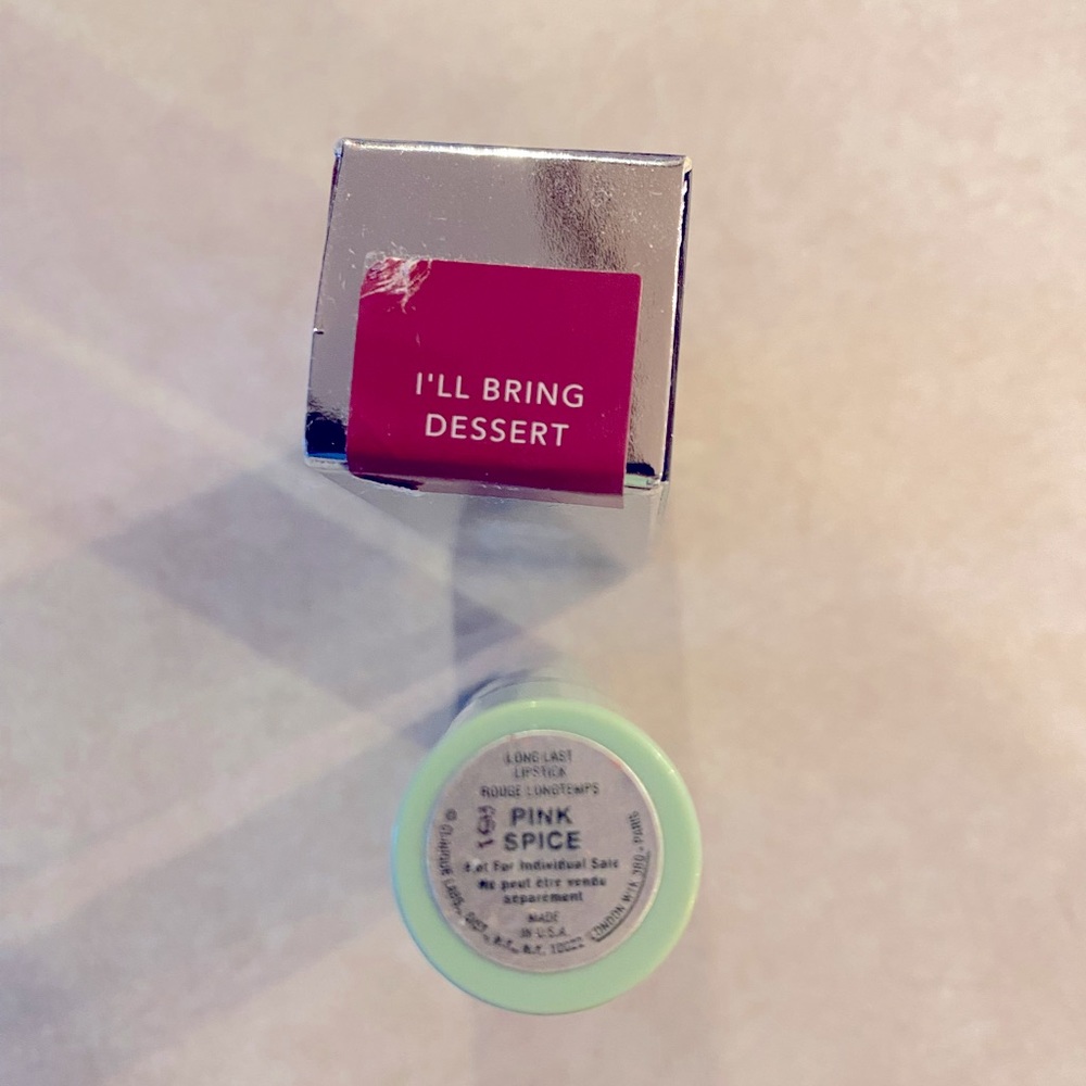 Two lip sticks, Clinique in Pink Spice and BelleEnArgent in I’ll bring Dessert.